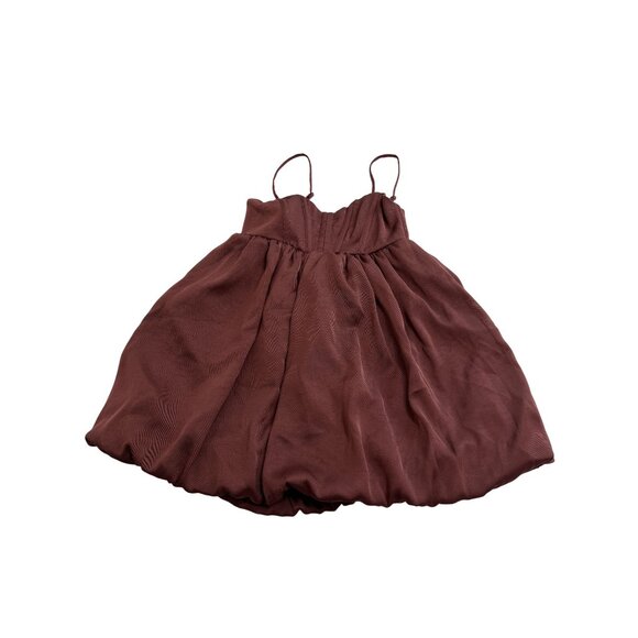 ASTR The Label Bustier Bubble Hem Mini Dress in Merlot - Picture 1 of 5